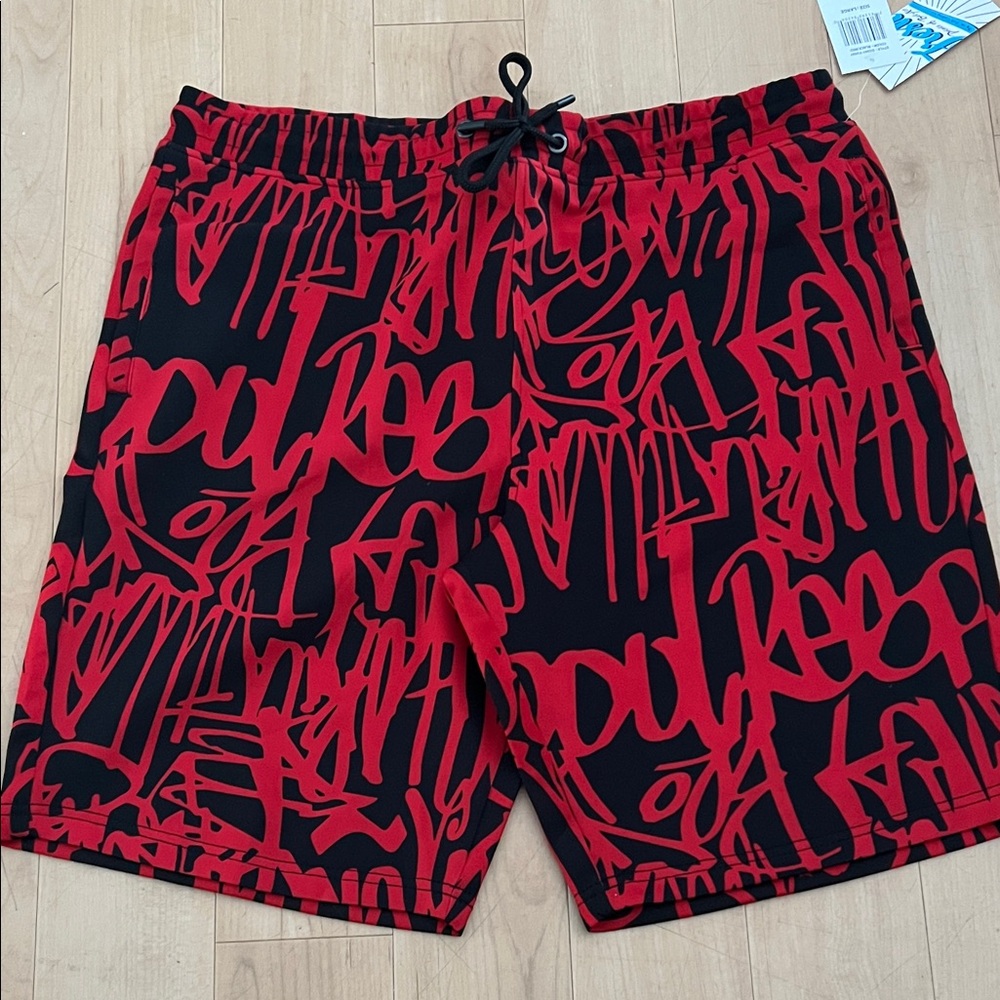Stylish Red Graphic Men's Athletic Shorts
